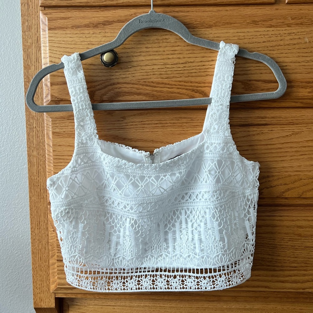 White Crochet Crop Top